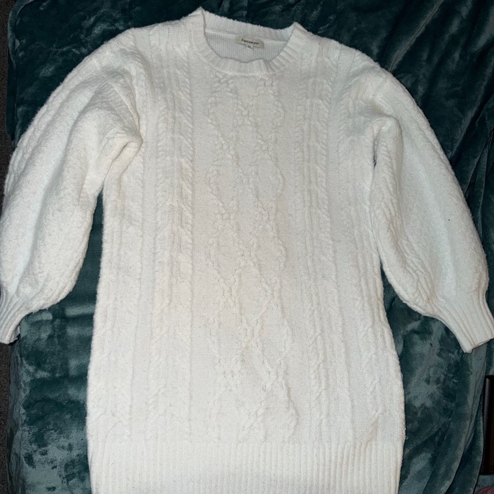 Francesca’s - Cozy White Cable Knit Sweater